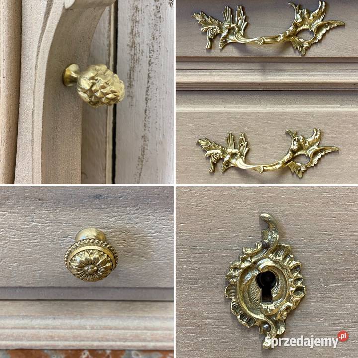 Komoda z uchylnym lustrem kremowa LUDWIK XV Komody Warszawa