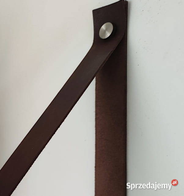 półka dębowa loft na paskach skórzanych 60cm Białystok sprzedam