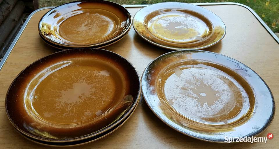 Porcelit fajans Tułowice talerze płytkie PRL śląskie Ruda Śląska