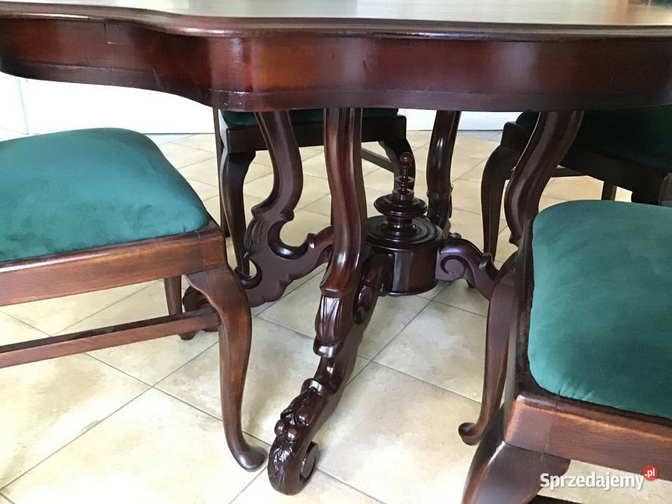 Przepiękny stary stół całość drewno blat Wieruszów