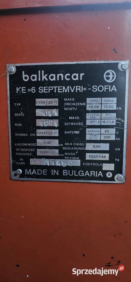 Wózek Widłowy Balkancar EV 687 elektryczny Motoryzacja mazowieckie Tarczyn