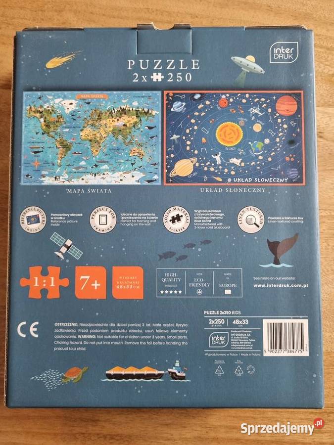 2x Puzzle Mapa Świata i Układ Słoneczny 2x250 Warszawa sprzedam