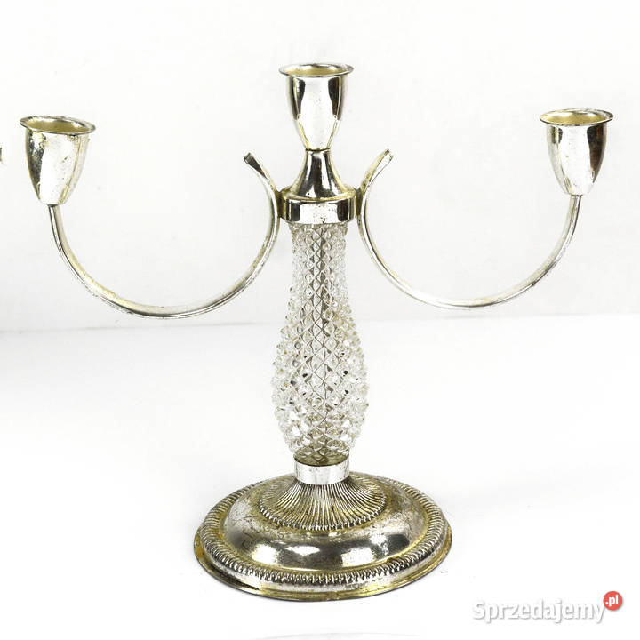 Trójpunktowy świecznik platerowany La Pierre Wyposażenie wnętrz mazowieckie Warszawa sprzedam