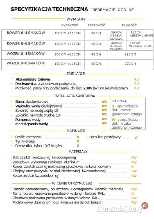 Rower do lodów Riksza gastronomiczna 64 kuwety łódzkie
