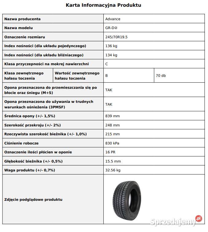 ADVANCE GRD2 24570 R195 Opony napędowe 4 sztuki Zarębki