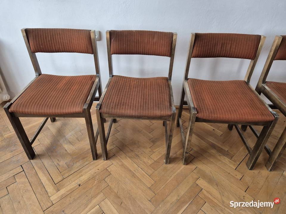 Krzesła tapicerowane PRL komplet 6 Vintage do 75cm