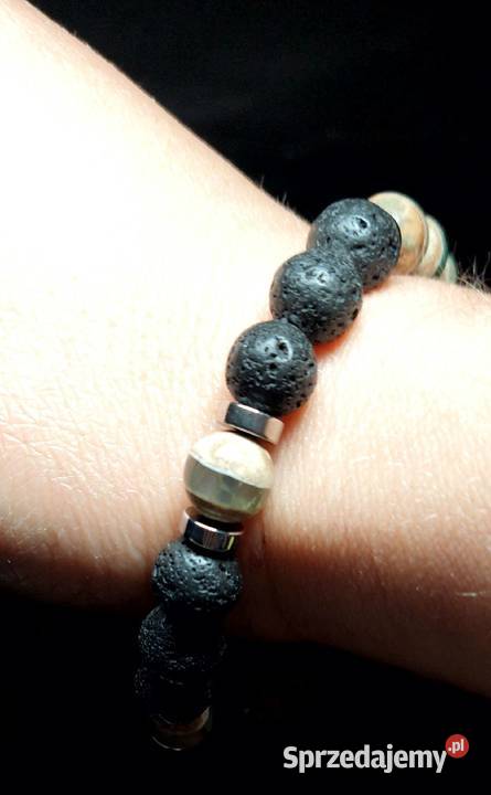 BRANSOLETKA STAL KAMIEŃ LAWA REGULOWANA MĘSKA Radomsko