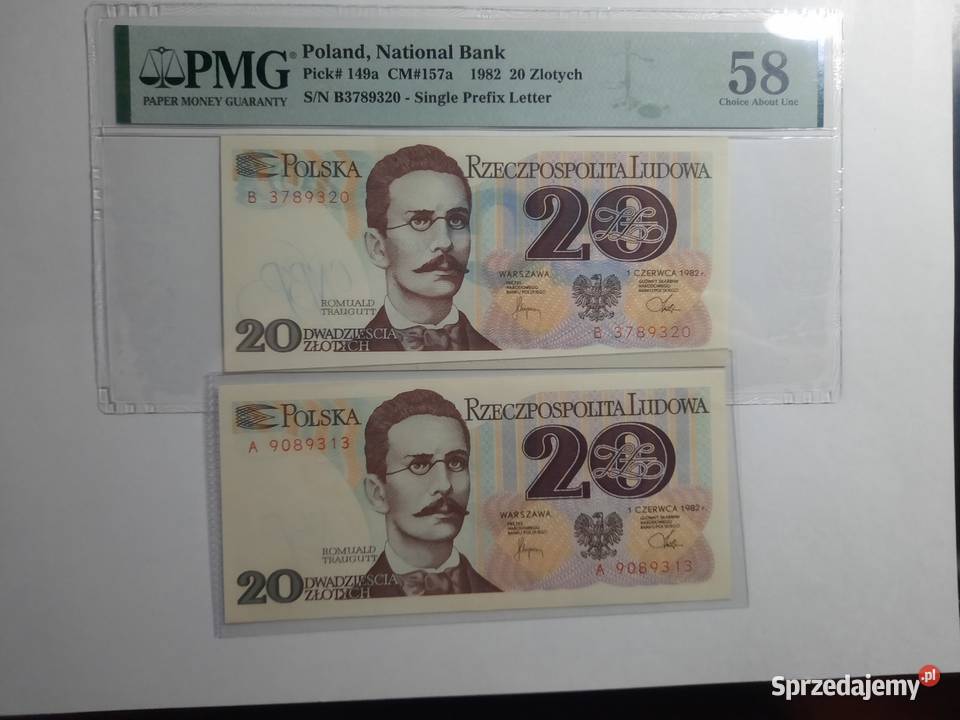 20 złotych 1982 B PMG 58 błąd druku Kolekcje Warszawa