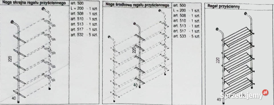 SHOP LINE TRIS przyścienny regał 220x100 stal Sklep Poznań