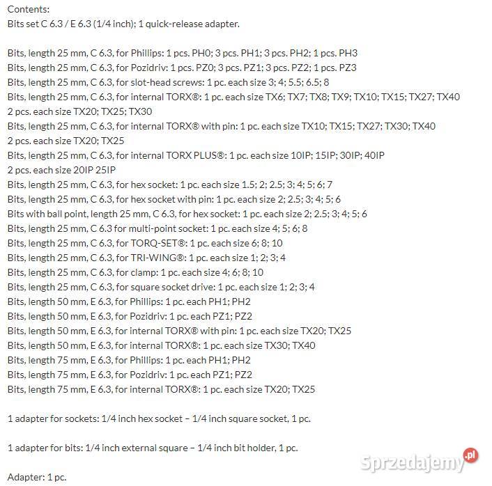 bity Holex garant wera wurth Duży zestaw Okazja Ostrowiec Świętokrzyski