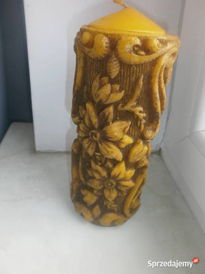 wosk świeczka z kwiatkami woskowa