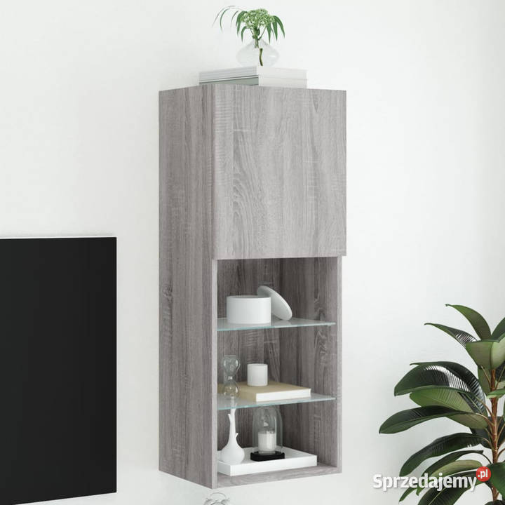 Szafka TV z LED szary dąb sonoma 405x30x102 mazowieckie Warszawa sprzedam