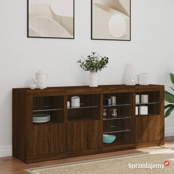 Szafka z oświetleniem LED brązowy dąb 164x37x67 Warszawa