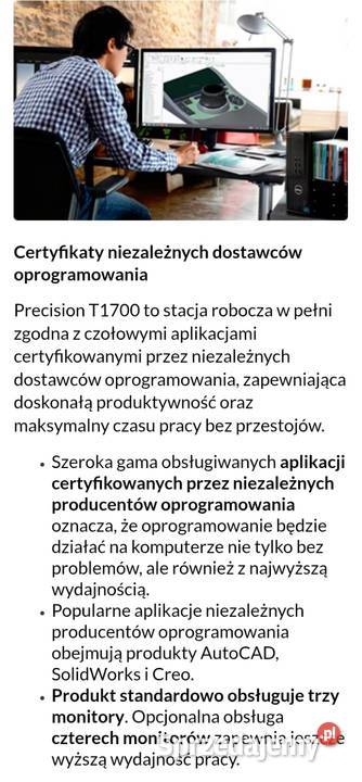 Stacja Robocza do pracy i specjalnych zadań DELL Pamięć RAM 16 Myscowa