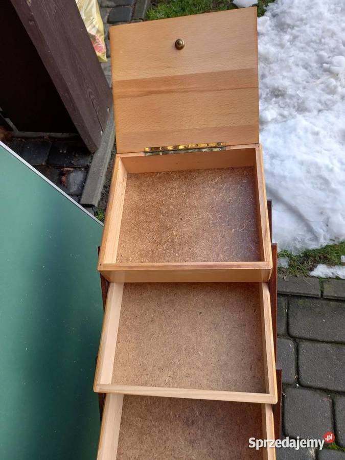 Duży niciak bukowy rozkładany PRL vintage Meble wielkopolskie Rawicz