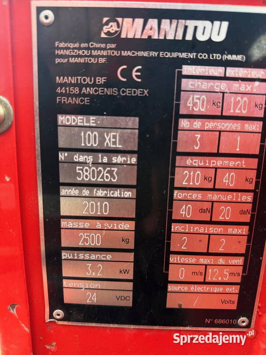 zwyżka podnośnik nożycowy MANITOU 100XEL 8mtg Działoszyn