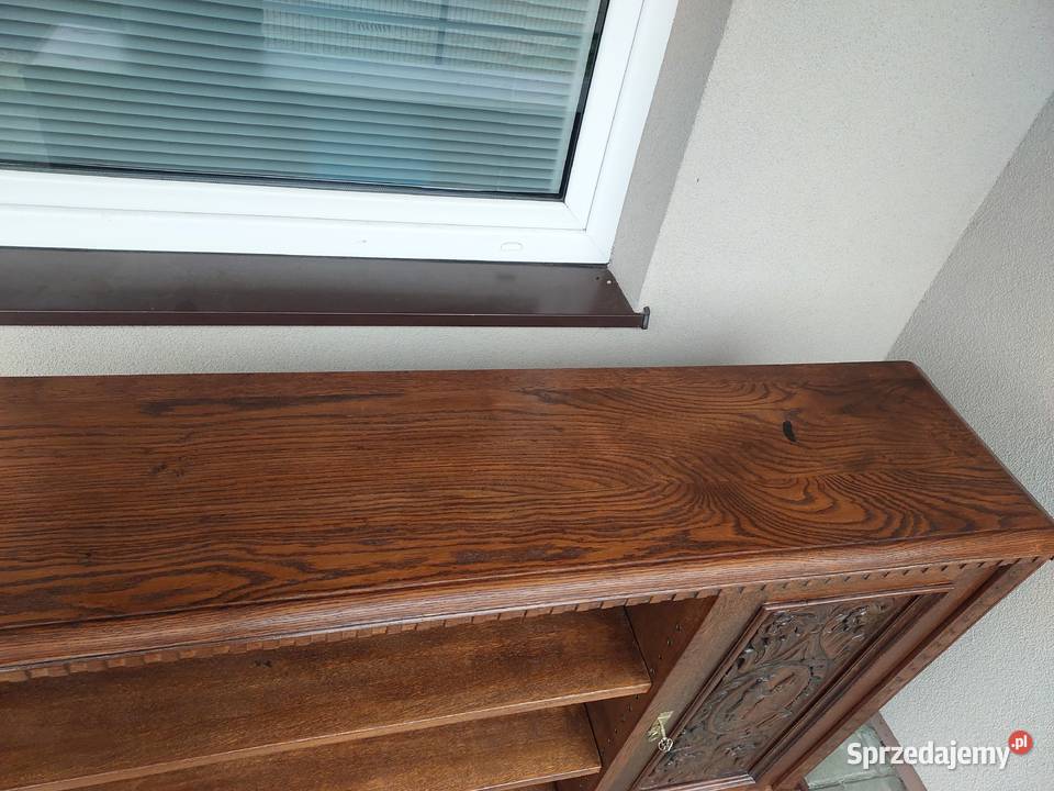 Stara dębowy regał szafka rzeźbiona E234 Meble pomorskie Tczew