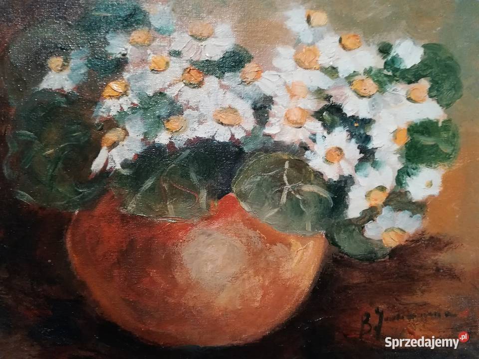 Margaretki w wazonie obraz 1824 olejny na Warszawa