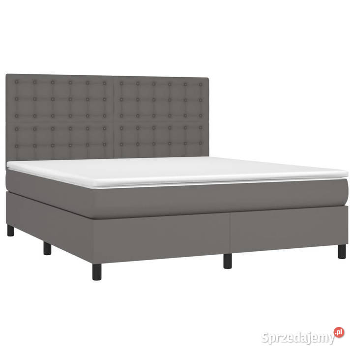 Łóżko kontynentalne z materacem i LED szara 180cm sprzedam