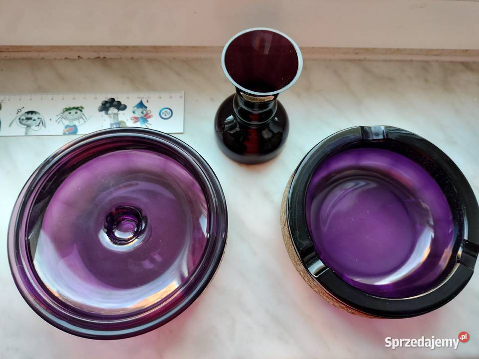 Piękny ametystowy zestaw szklany w stylu art Antyki, Sztuka, Kolekcje