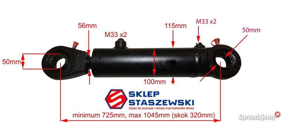 MOCNY SIŁOWNIK HYDRAULICZNY CYLINDER SKOK 320 Solec Kujawski