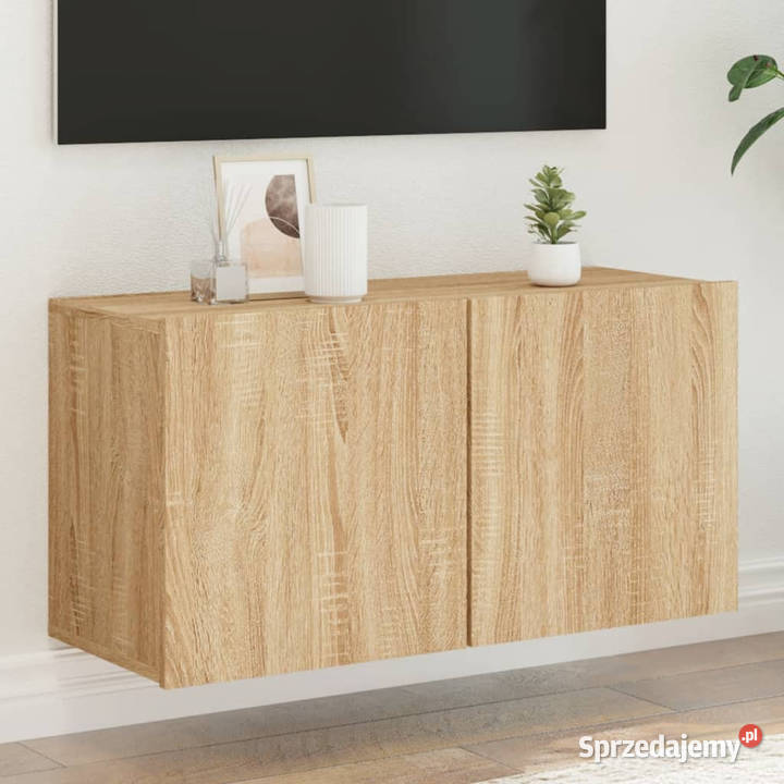 Ścienna szafka TV dąb sonoma 80x30x41 WM836956 mazowieckie Warszawa