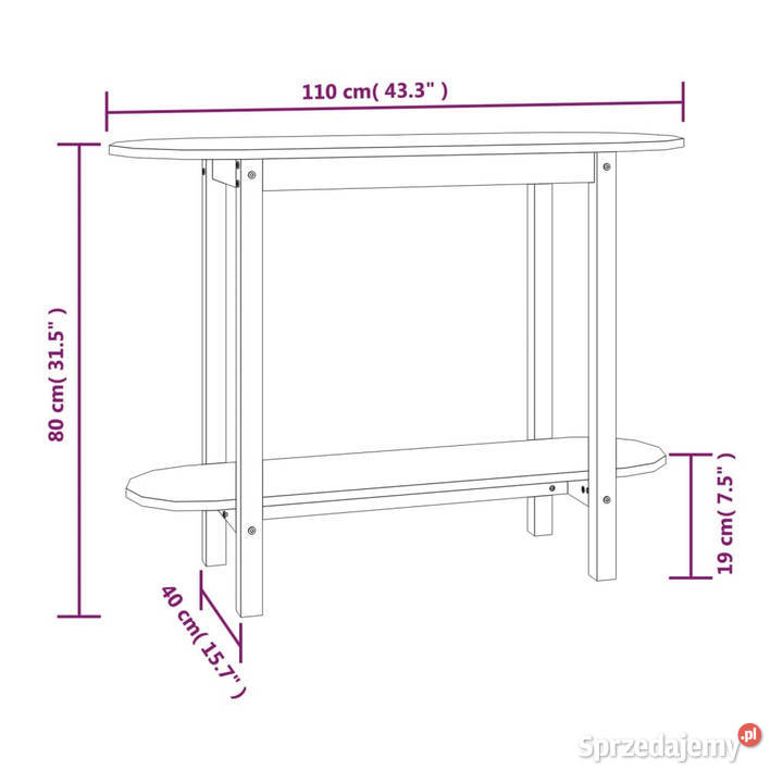 Stolik konsolowy czarny 110x40x80 lite drewno mazowieckie Warszawa