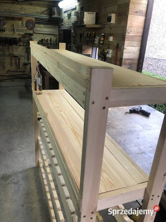 Regał stojak na wino i whisky duży lite drewno Chełmża