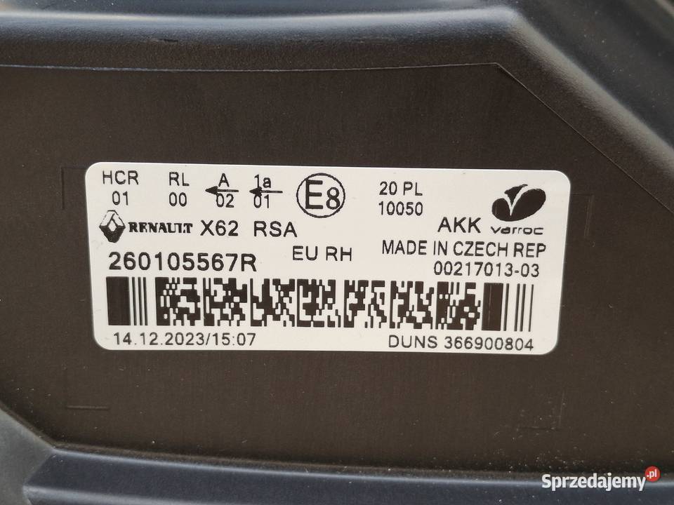 RENAULT MASTER 4 IV REFLEKTOR PRAWY LAMPA PRAWA prawe lubuskie Kargowa