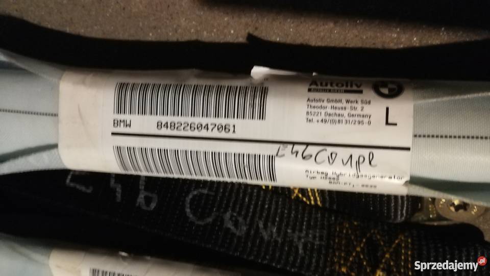 Kurtyna poduszka AIRBAG Bmw e46 Coupe Prawa Lewa Dębica