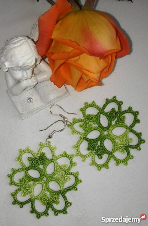 Kolczyki Frywolitkowe Wiśniowa