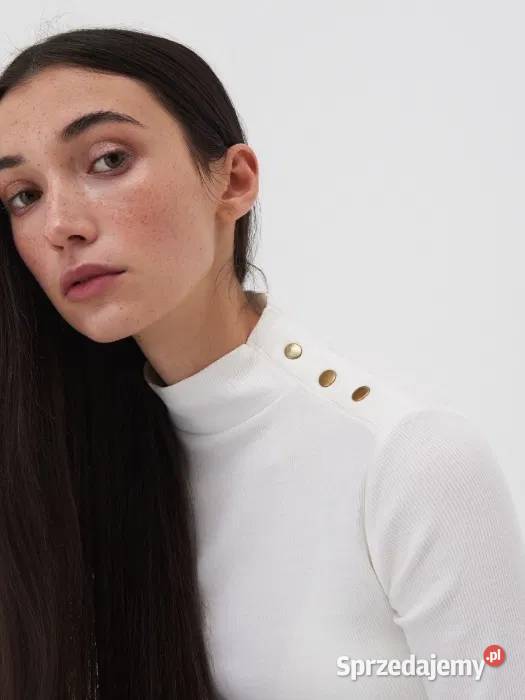 bluzka ze stójką Sinsay biały