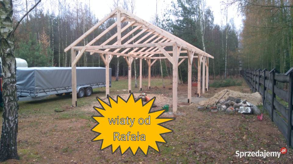 Wiata drewniana garażowa z pomieszczeniem Kozienice