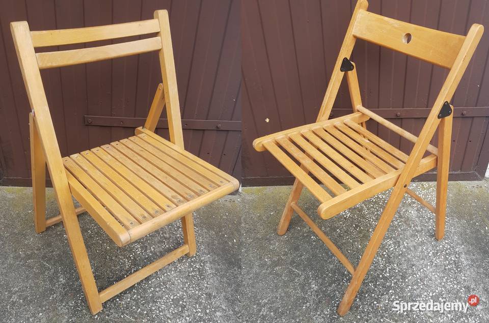 2 Krzesła Składane Drewniane JASIENICA Jafameg i Krzesła Golina