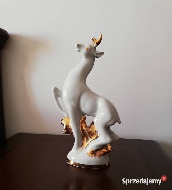 Porcelanowa figurka Jelenia ze złoceniami lubelskie Lublin