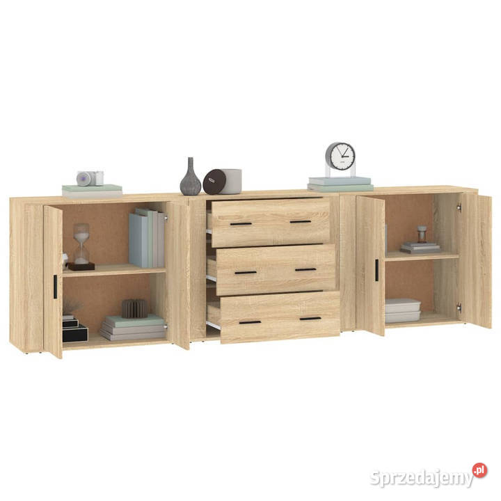 Szafki 3 dąb sonoma materiał drewnopochodny