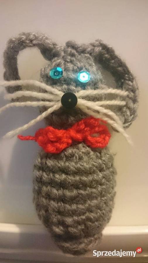 Zając wielkanocny szydełkowy do koszyczka ozdoba Bolesławiec