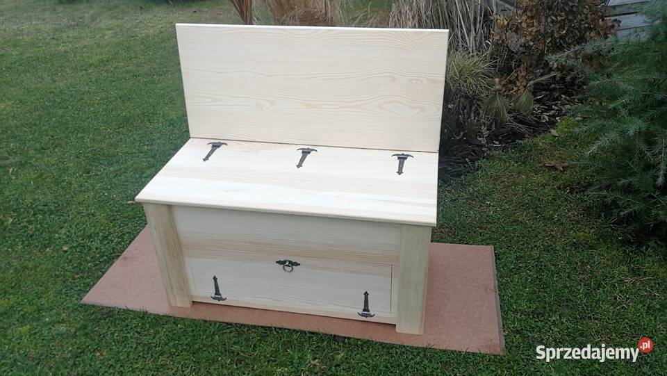 Skrzynia drewniana z oparciem podwójne dno Radków