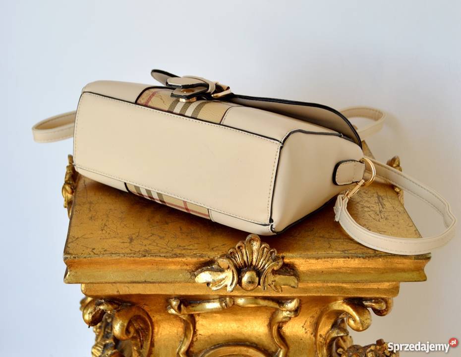 BURBERRY TOREBKA LISTONOSZKA KRATKA LOGOWANA BEŻ brązowy/beżowy Bydgoszcz