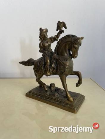 Stara ciężka figurka sokolnika z mosiądzu Łódź