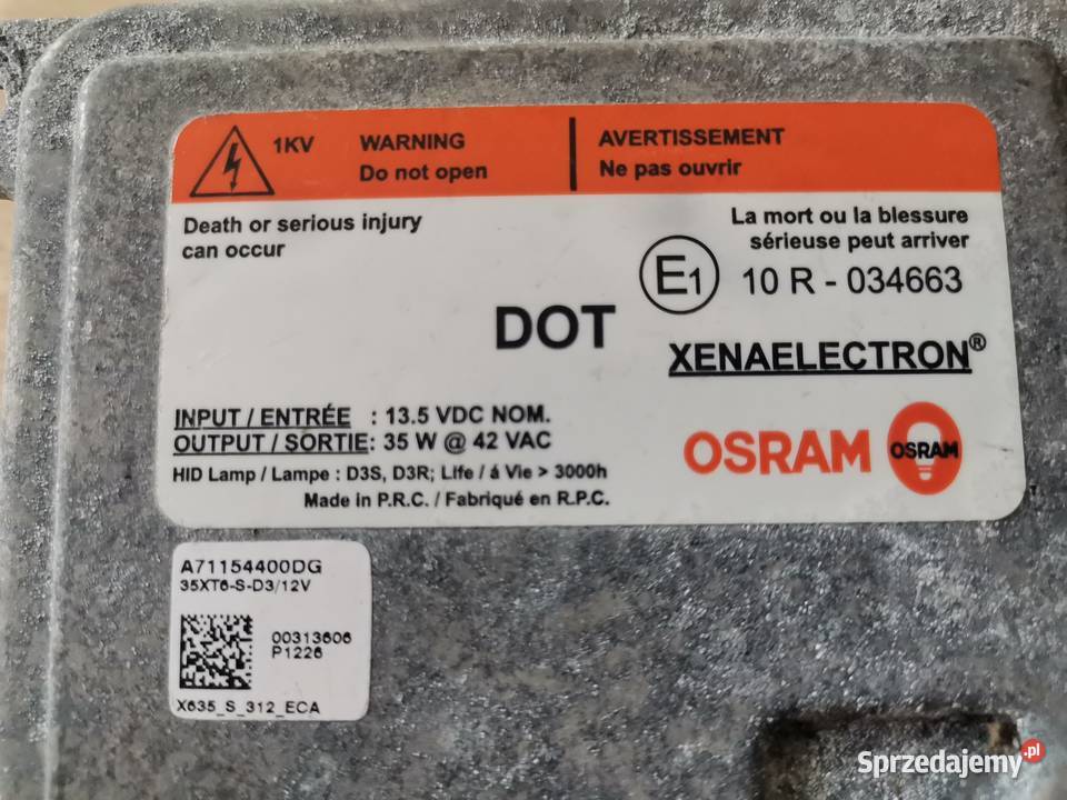 PRZETWOTNICA XENON D3S D3R OSRAM 35XT6SD312V osobowe
