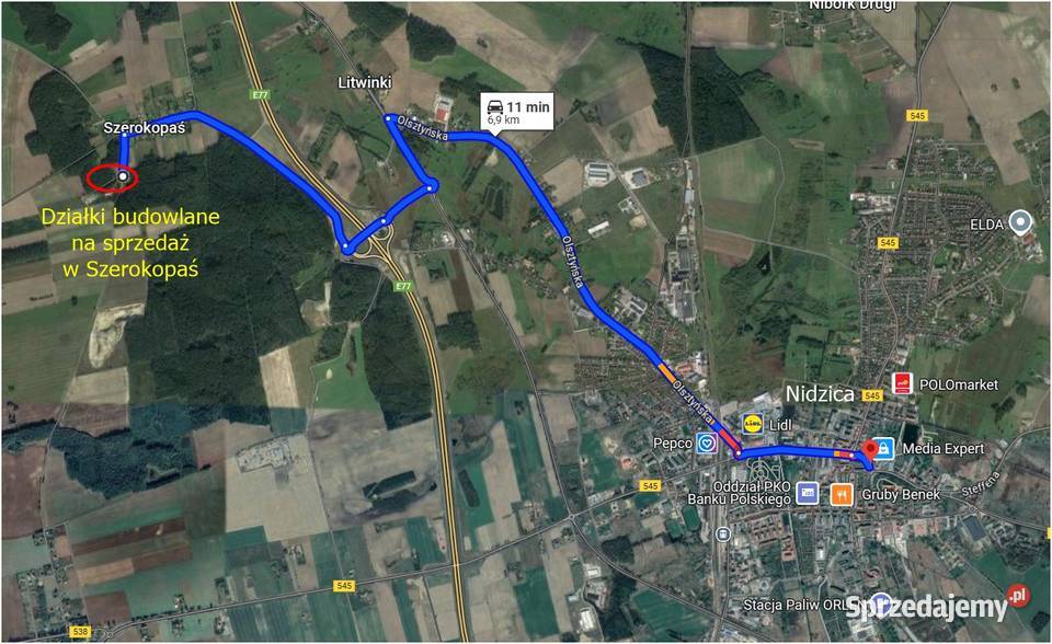 Sprzedam działki budowlane z WZ w Szerokopaś 1358m2 Nidzica