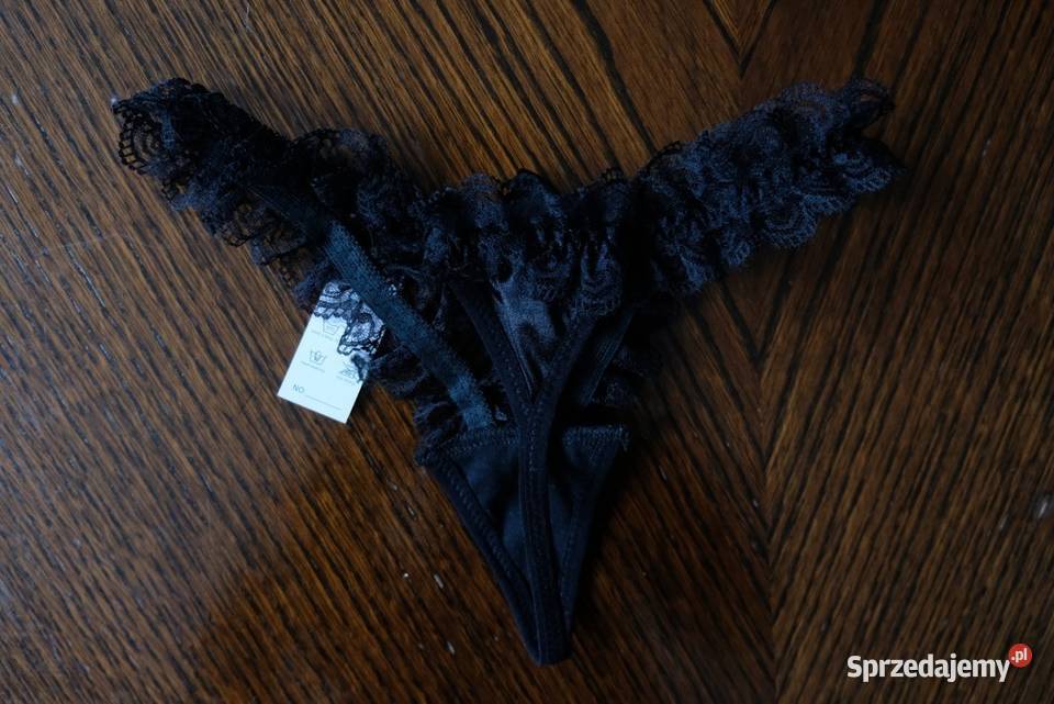 czarne stringi majtki XS 34 S 36 kokardki Toruń