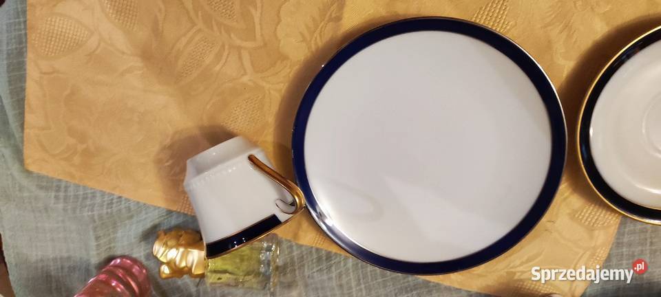 Duży zestaw śniadaniowy porcelana Bavaria kobalt Wrocław