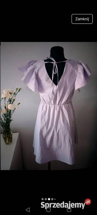 Piękna liliowa jasnofioletowy Sukienka dekolt w Krosno