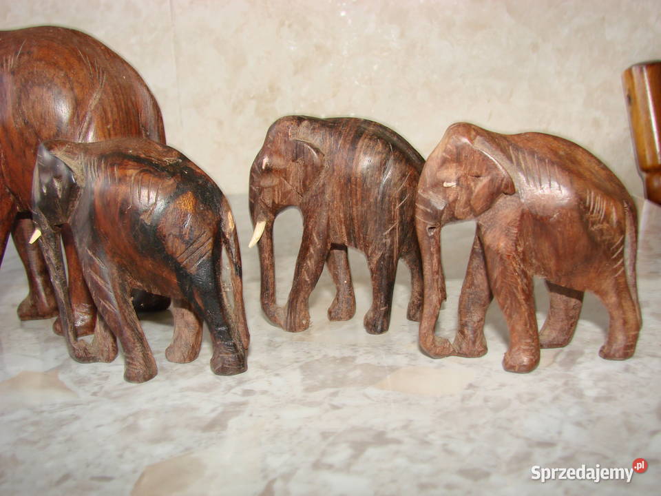 stado słoni indyjskie drewniane figury Pruszcz Gdański sprzedam