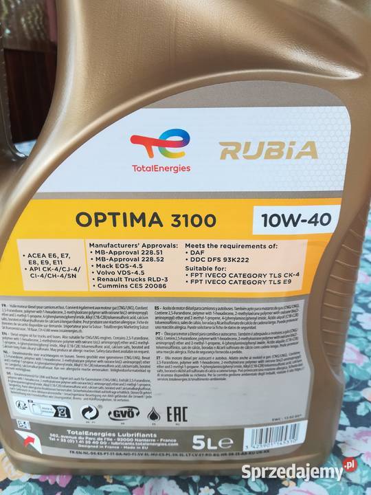 Olej Total quartz rubia optima 3100 10w40 5l Prochowice sprzedam