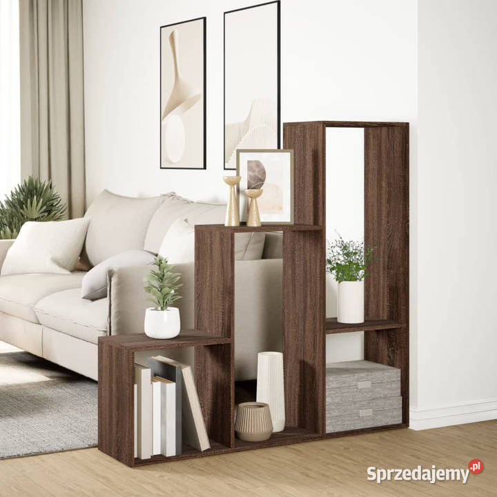 Regał przegroda 3 poziomy brązowy dąb 123x29x123 mazowieckie Warszawa