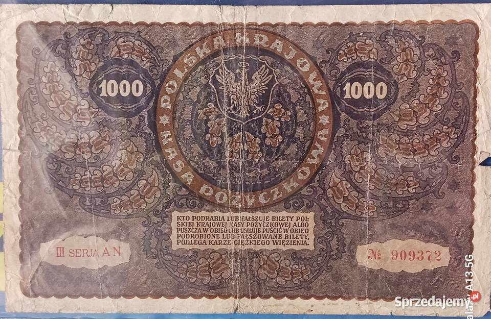 1000 Marek Polskich 1919 r Warszawa Seria III