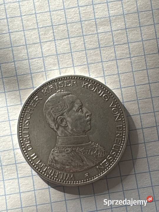 Oryginalna srebrna moneta 5 Marek 1913 z okresu Stargard sprzedam